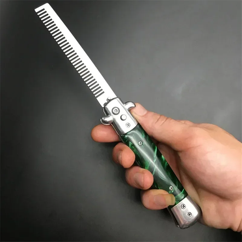 

Automatic Stainless Steel Combs 1pcs Foldable Knife Brushes Hair Trimmer Comb Brush Accessories butterfly Mens Pocket Knife Comb