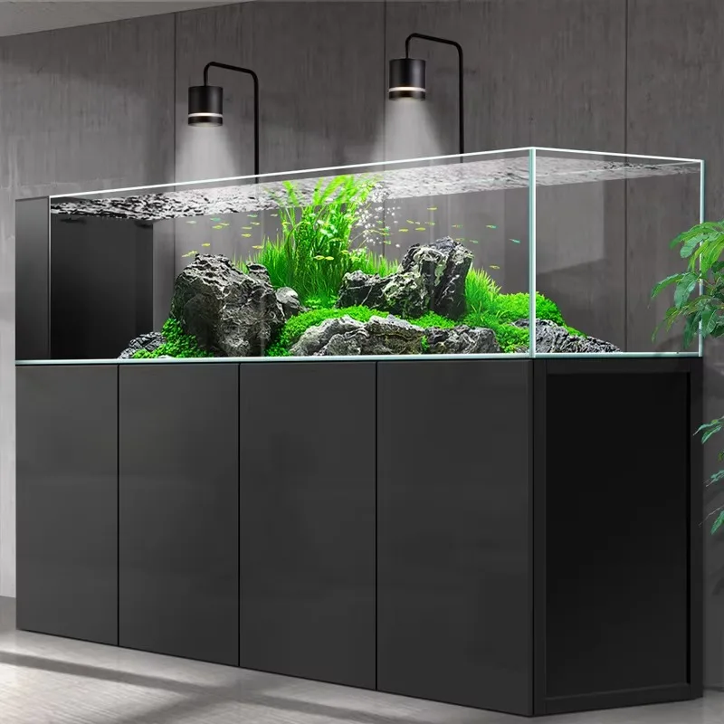 Super Clear Glass Aquarium Tank for Fresh Water Fish Ultra Quiet Energy Saving Living Room Decoration