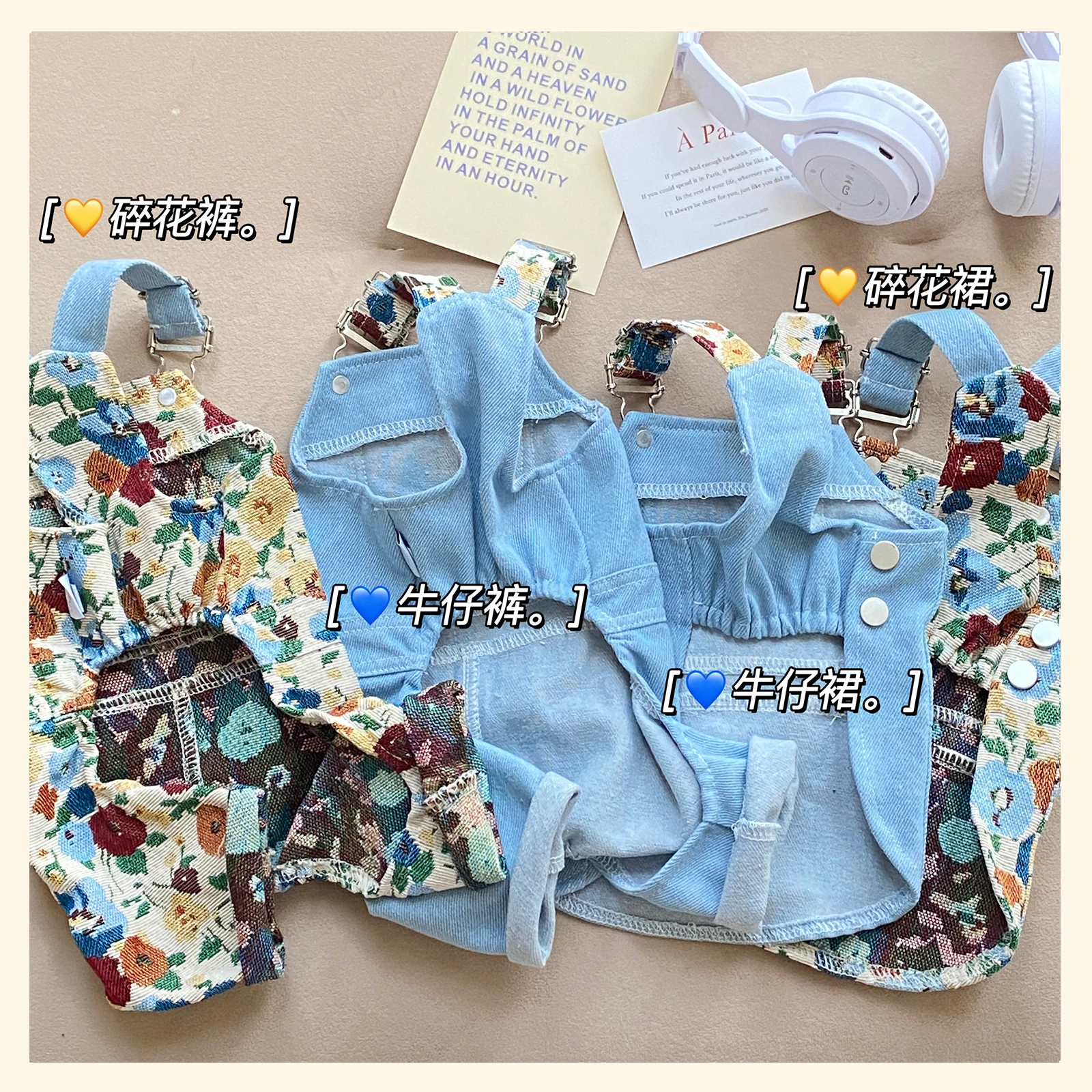 Spring Dog Clothes Denim Jeans Jumpsuit Skirt Puppy Chihuahua Yorkshire Pomeranian Poodle Bichon Schnauzer Dog Clothing Vest