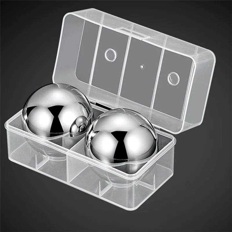 2Pcs Stainless Steel Ice Cubes Quick-freeze Ice Balls Whiskey Round Kitchen Bar Utensils