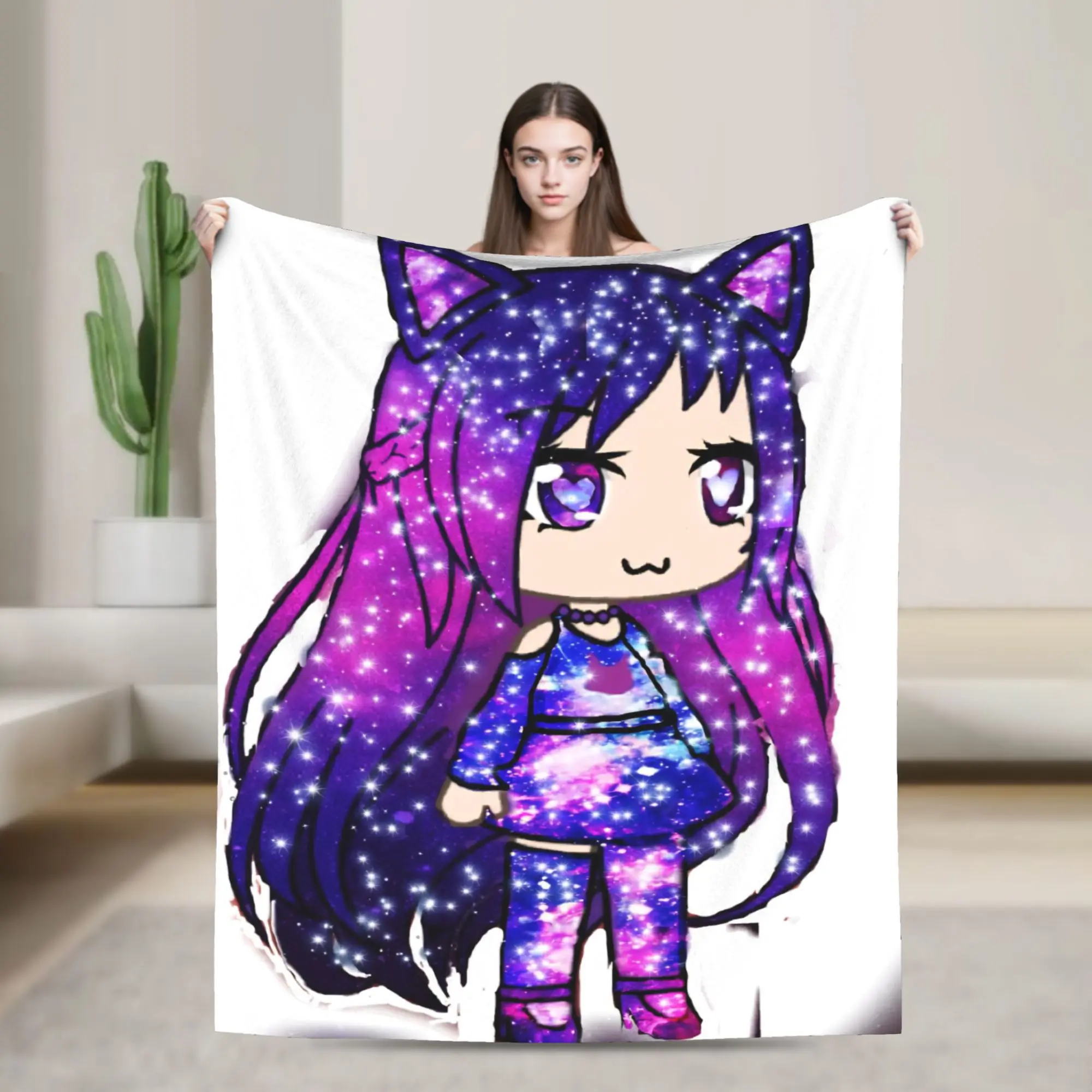 Gacha Life Cartoon Blanket Multi-size Soft and Lightweight  Throw Blankets for Couch Sofa and Bed