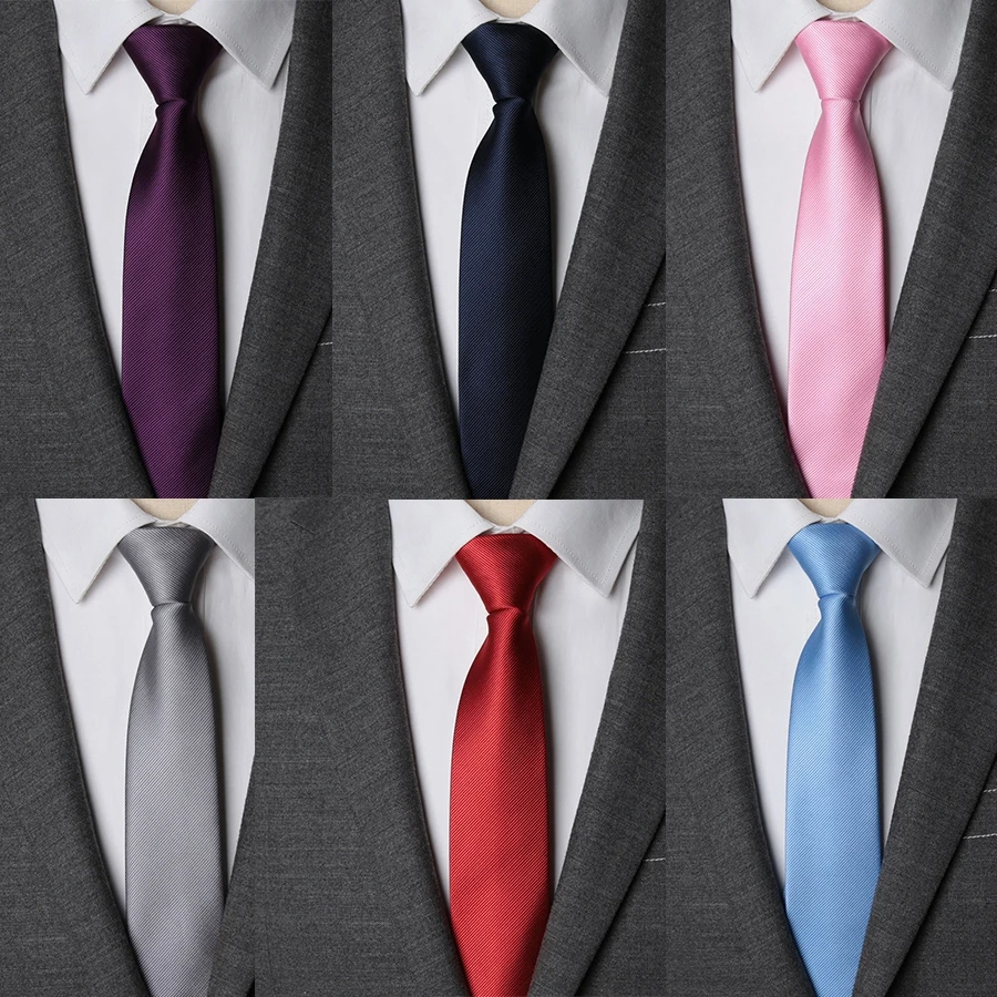 الرجال ربطة العنق سستة كسول التعادل موضة الصلبة 6 سنتيمتر العلاقات الأعمال للرجل Gravatas منديل ربطة العنق رجل قميص الزفاف اكسسوارات #3