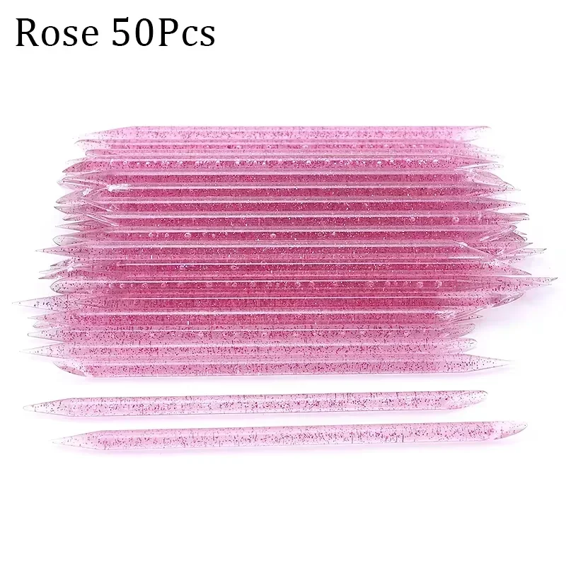 A154 -50/Pcs Double Cuticle End Nail Art Cuticle Pusher Reusable Pedicure Care Nails Manicures Tools Crystal Stick Remover Tool