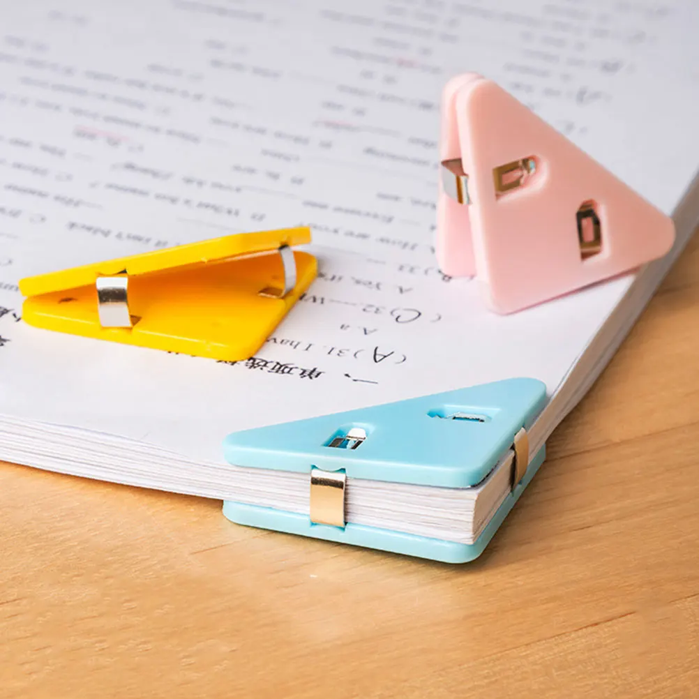 

50 Pcs Binder Clip Corner Paper Fastener Book Clip Triangular Folder Cute Triangle Document Holder File ganization Metal Clamp