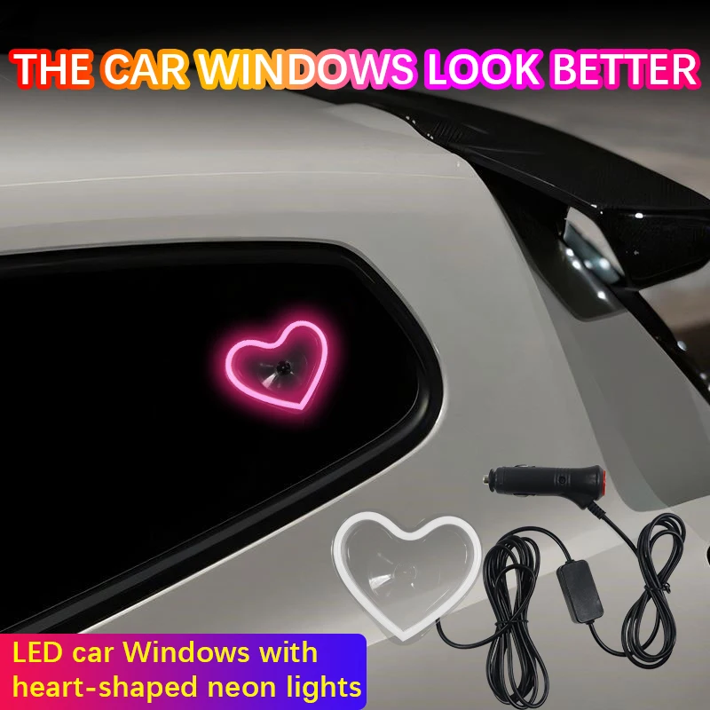 

Heart-shaped seven-color neon car interior decoration atmosphere light decoration car window LED atmosphere light