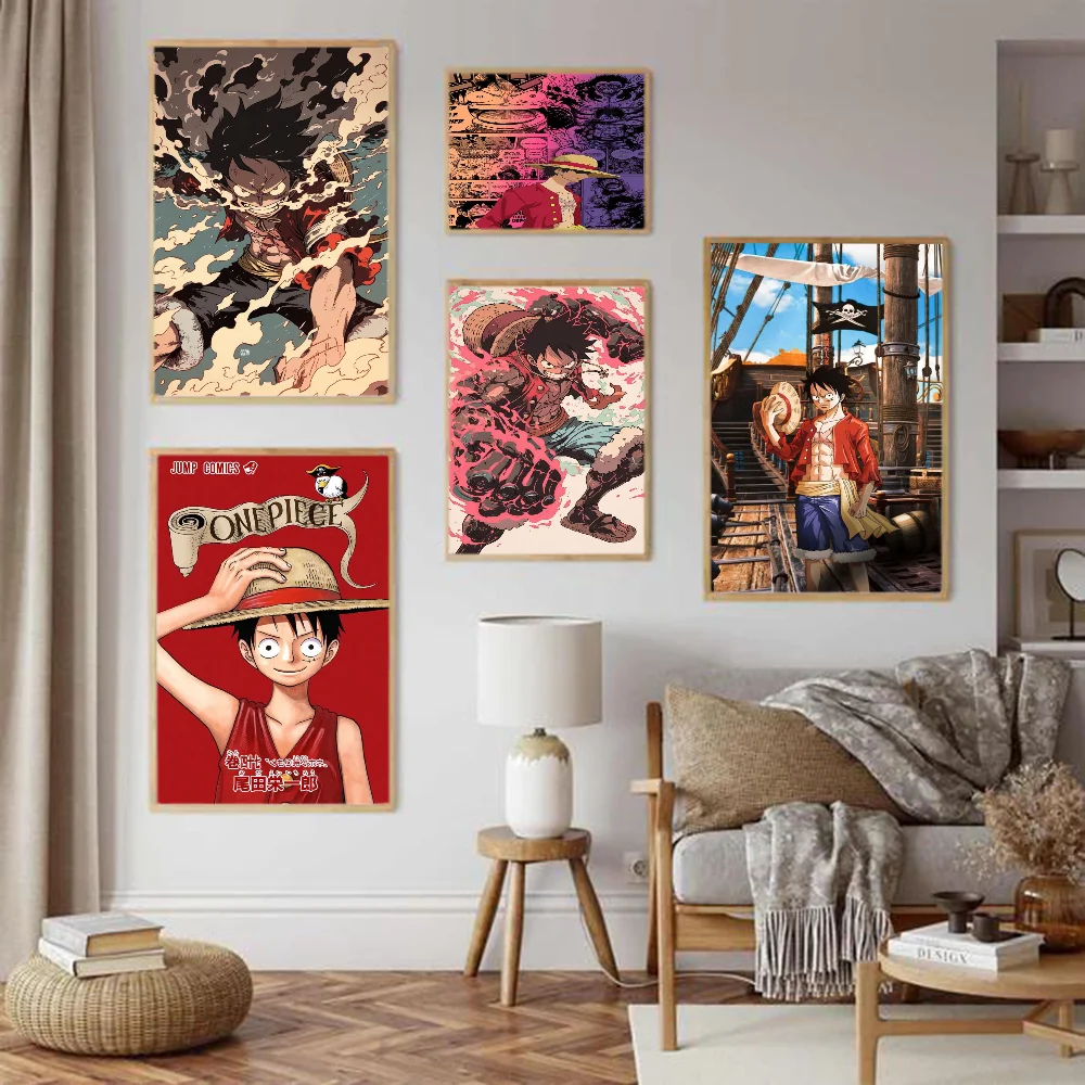 Amine L-Luffy Classic Vintage Posters Whitepaper Prints Posters Artwork Kawaii Room Decor