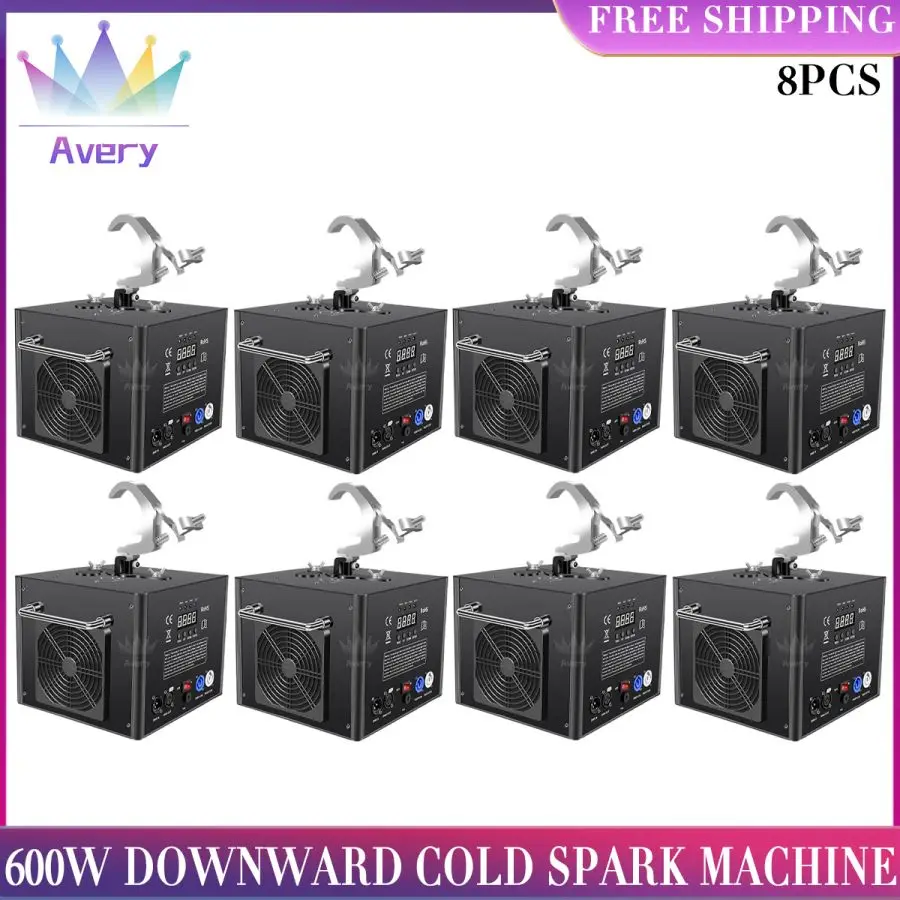 No Tax 8Pcs 600W Cold Spark Machine DMX Remote Cold Fireworks Fountain Stage Spark Machine For Wedding Party Show Sparklers