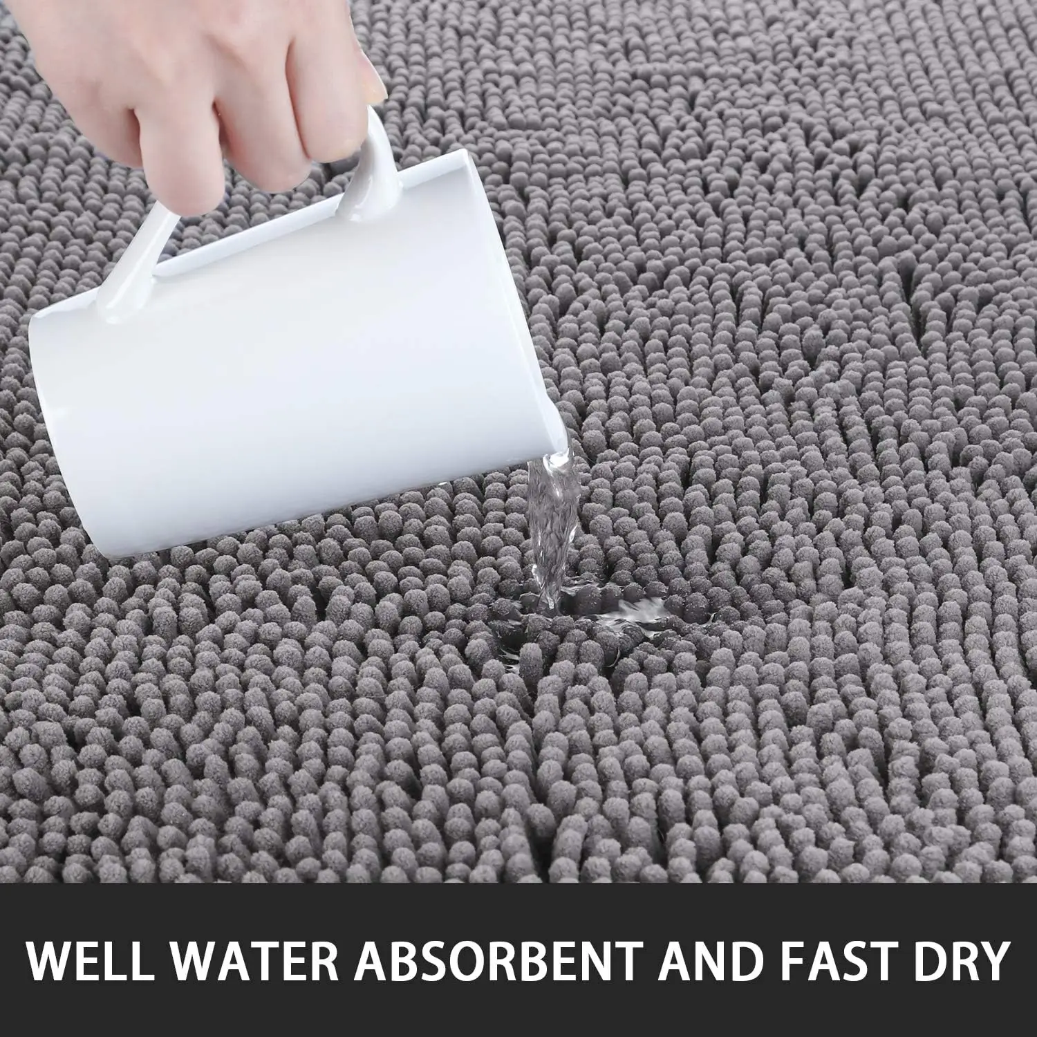 Non-Slip Bathroom Rug Shaggy Bath Mat Washable Rugs for Bathroom Shower Soft Plush Chenille Absorbent Carpets Mats