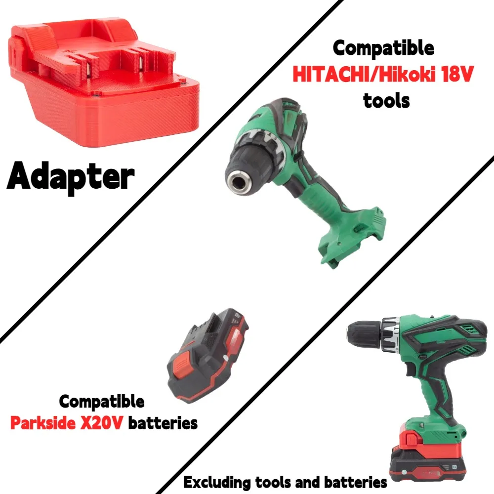 For Parkside X20V Li-ion Battery TO HITACHI/Hikoki 18V Cordless Electric Drill Tools Battery Adapter/Converter(Only Adapter)