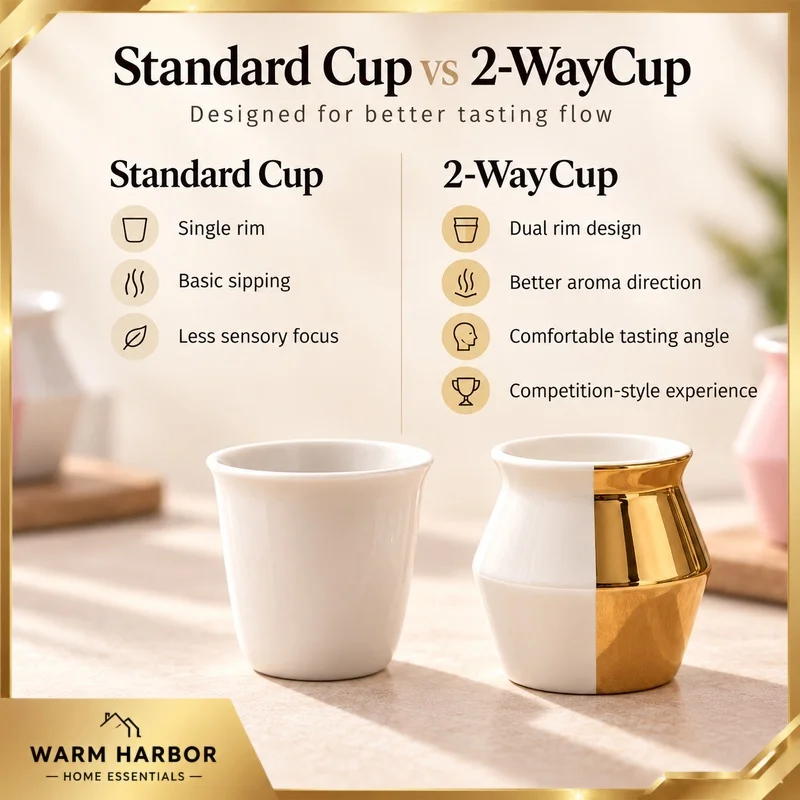 2-Waycup Dual Rim Coffee Tasting Cup 130ml Wbrc Championship Cupping Glass Sensory Evaluation Specialty Coffee Barista Cup Tool