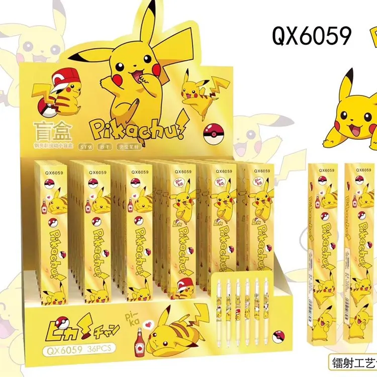 6 stücke Pokemon Pikachu Gel Stifte Blind Box 0,5mm Schwarz Unterschrift Penkawaii Schreibwaren Anime Schule Liefert Kreative Geschenke
