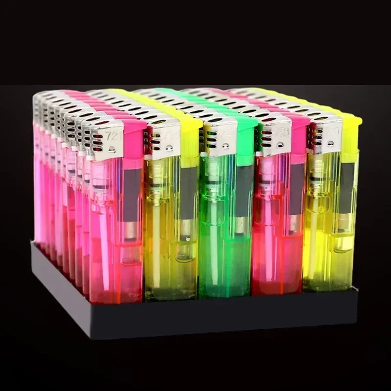 Wholesale Transparent Plastic Electronic Lighter Open Flame Cigarette Lighter Supermarket Promotional Gift For Men