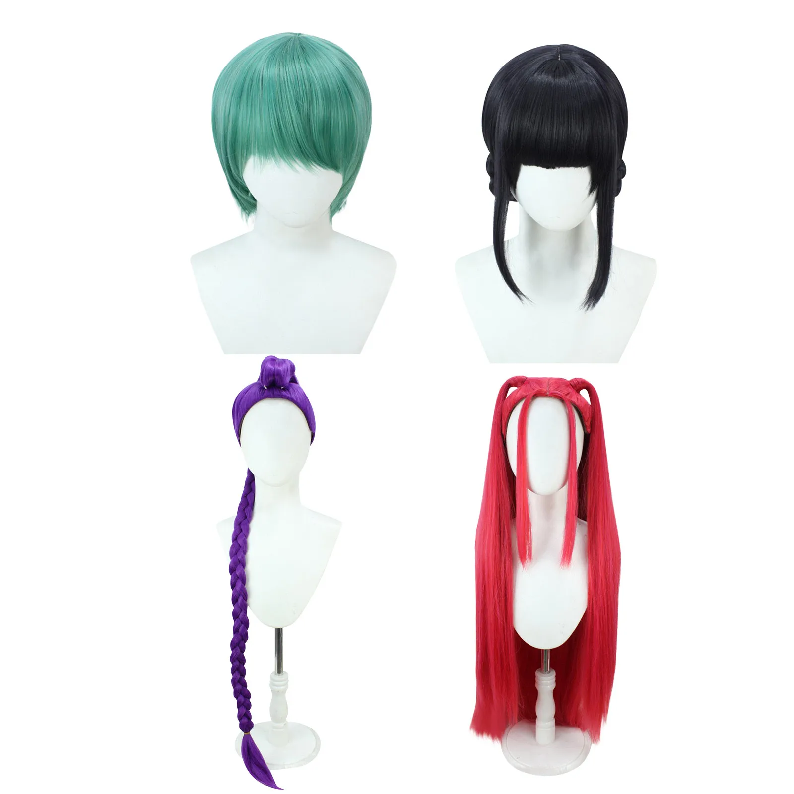 Peruka Halloweenowa Filmowa Kpop Cosplay Mira Rumi Zoey Demon Hunters Fioletowo-Czarno-Czerwona Długa Syntetyczna Peruka Odporna na Ciepło