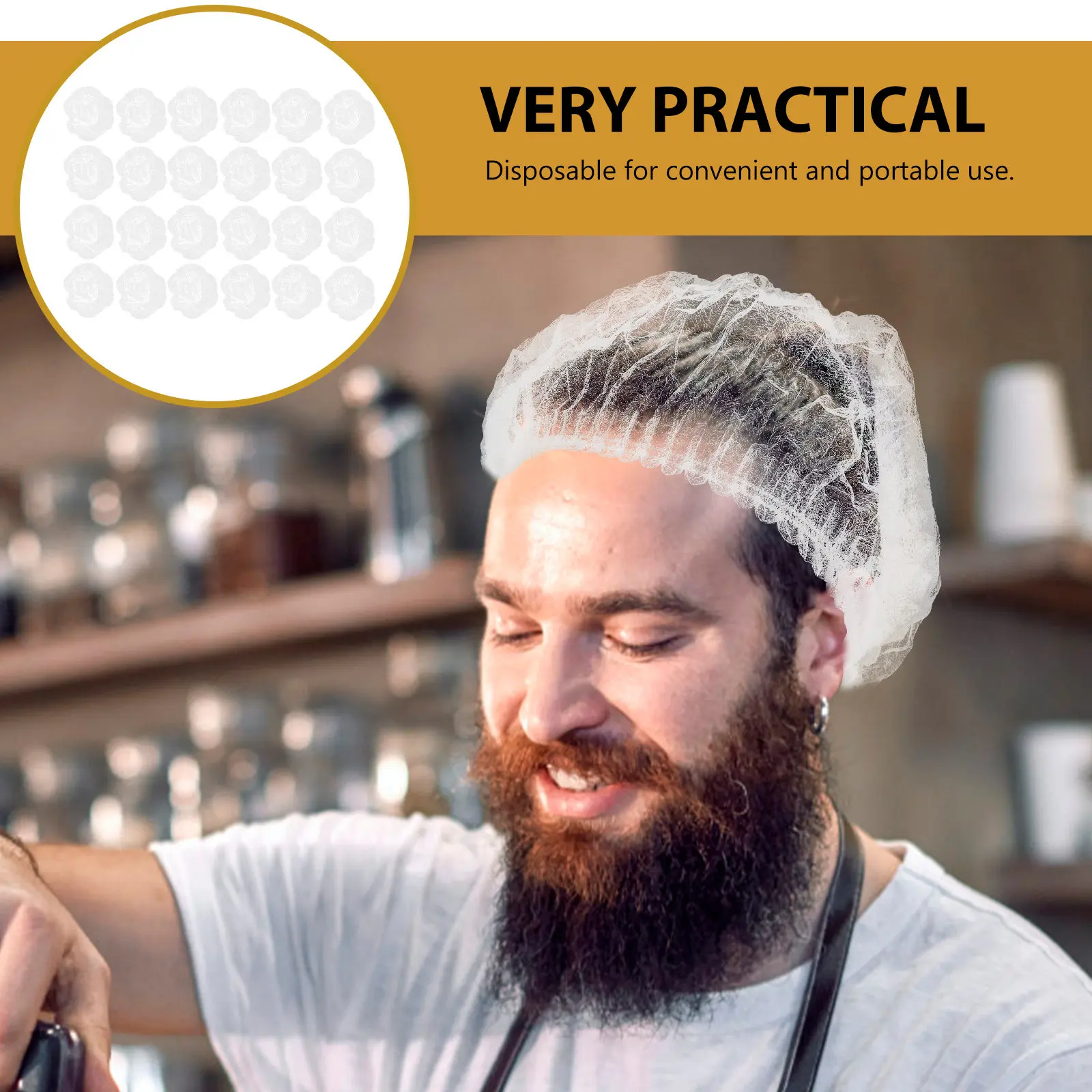 100pcs Non-Woven Disposable Hair Caps – Breathable, Sweat-Absorbing, Ergonomic Fit for Travel, Camping, Shower