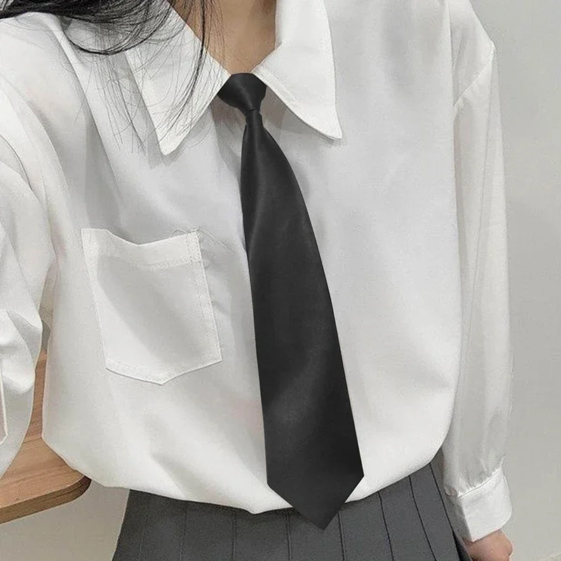 1/2pcs College Style Black Ties for Women Men Fashion Unisex Uniform Shirt Suit Neckties Simple Lazy Neck Tie Accessories 40x8cm