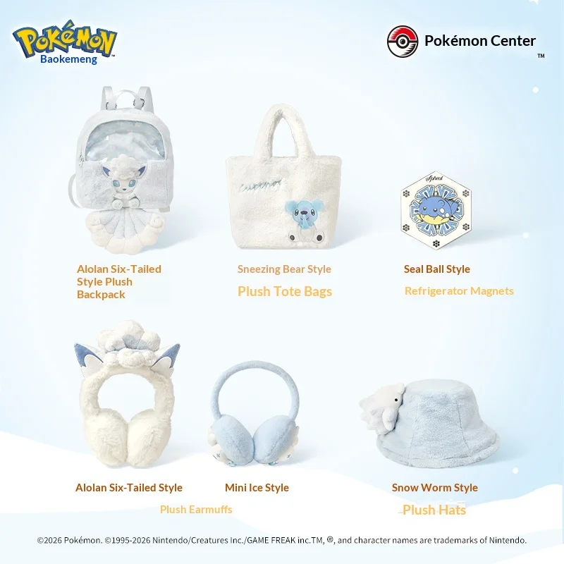 Nuevo Peluche Original de la Serie PokéMon Snow Realm Illusion, Orejeras, Mochila, Juguete de Spheal y Snom, Regalo para Niñas, Año Nuevo, Cumpleaños, San Valentín