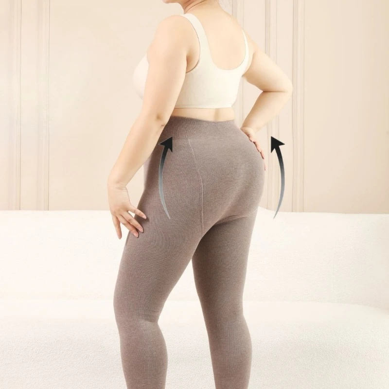 Tamanho grande velo engrossado meia-calça para mulheres cintura alta hip elevador legging térmica outono inverno moldar meia-calça fina