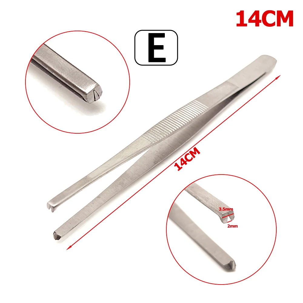 Stainless Steel Dental Tweezers and Tissue Forceps Set 1x2 Professional and Home Use Extraction and Dressing Tools