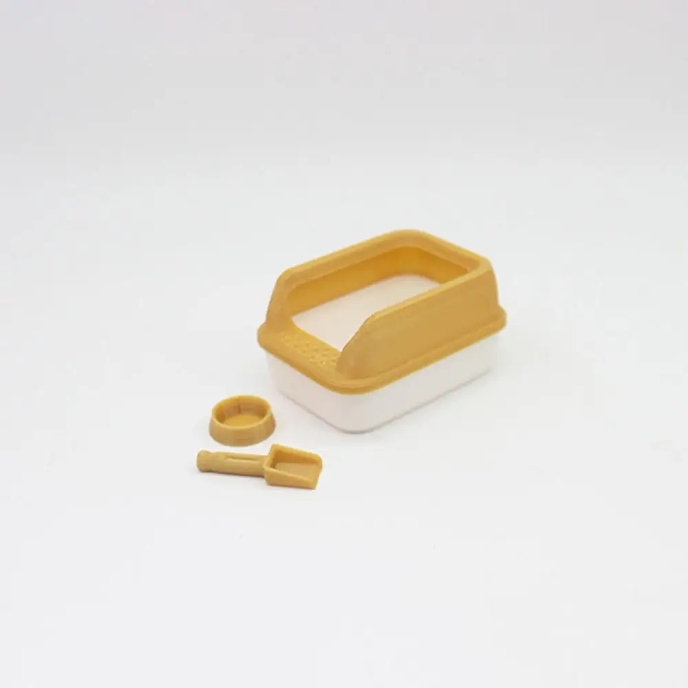 3Pcs/set Cute 1:12 Dollhouse Cat Litter Box Miniature Mini Home Decoration Model Shovel Pet Supplies