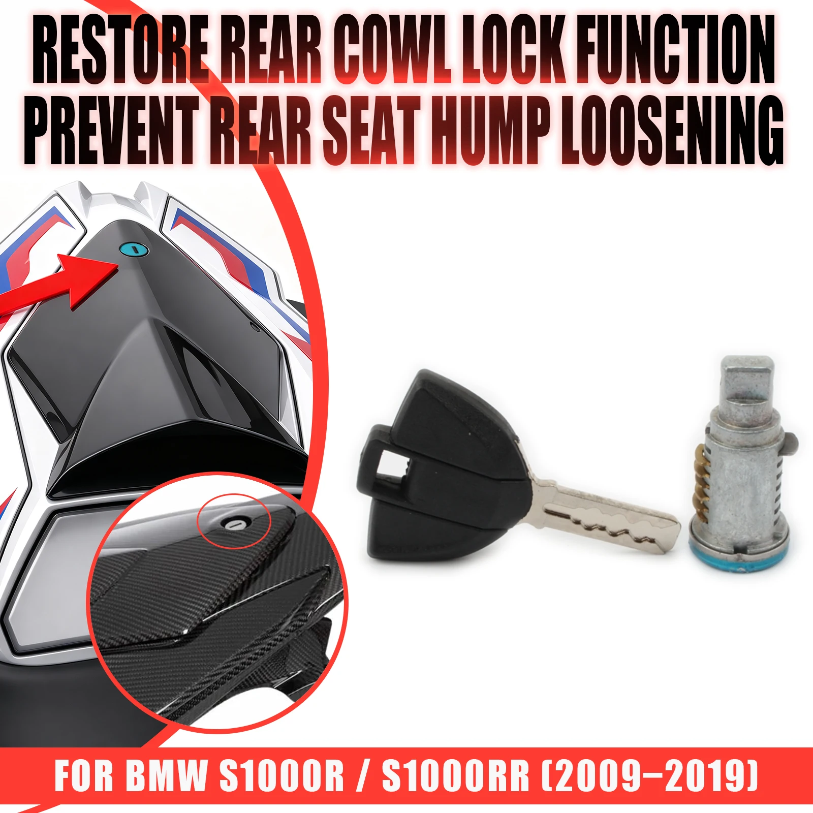 For G310R G310GS F650GS R850RT/R/GS/C S1000XR/R/RR Motorcycle Rear Passenger Seat Lock Core Key Lock Set Rear Cover Hump Lock