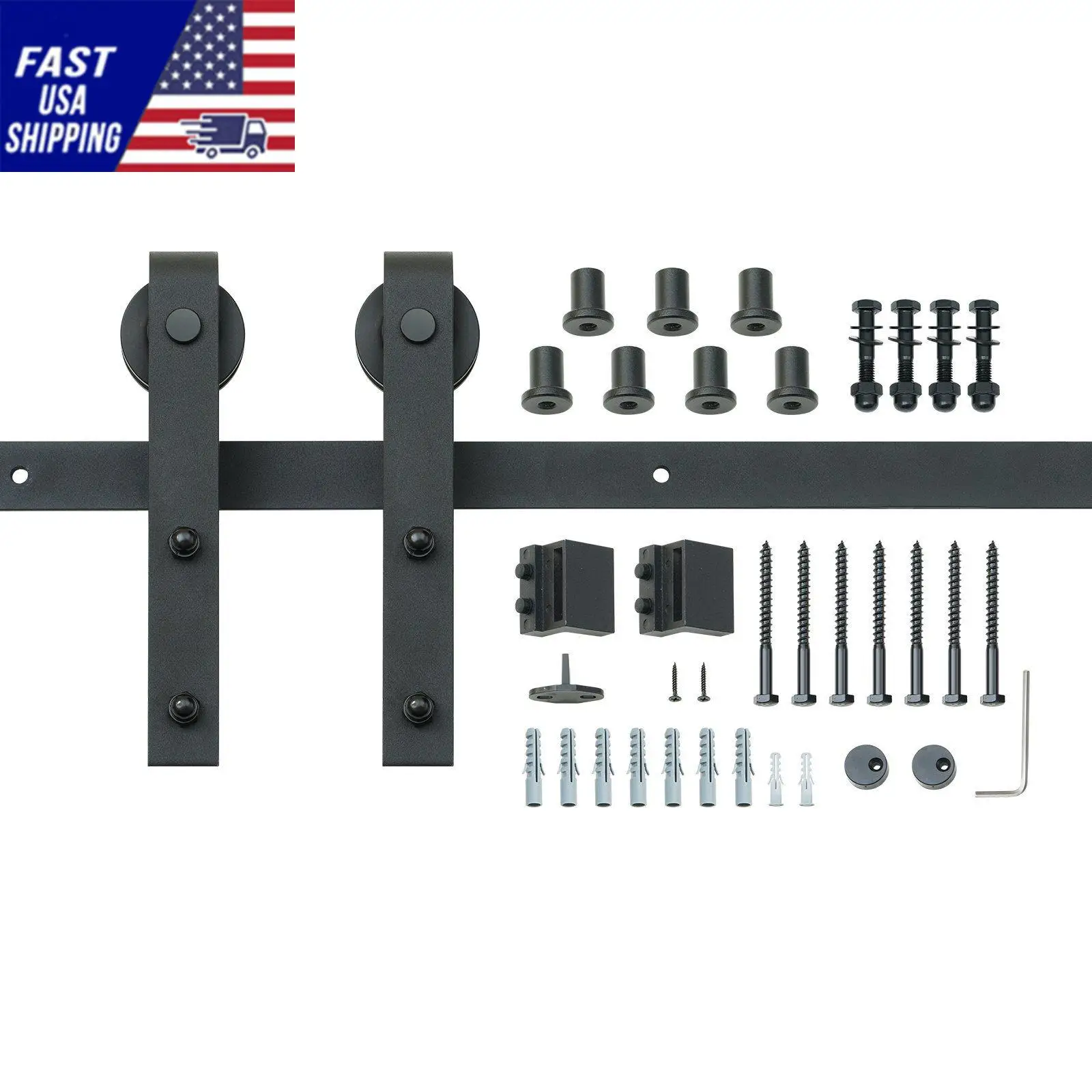 10FT Sliding Barn Door Hardware Kit, 330LBS Loading Heavy Duty Barn Door Track Kit for Single Door, Fit 4.6-5.2FT Wide and