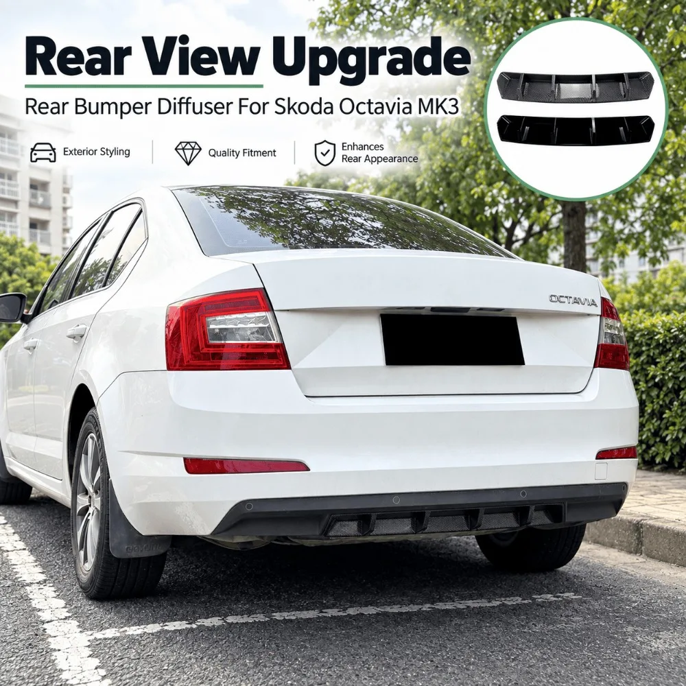 Rear Bumper Diffuser For Skoda Octavia MK3 2015-2017 Rear Lip Spoiler Body Kit Exterior Styling Auto Accessories Car Tuning Part