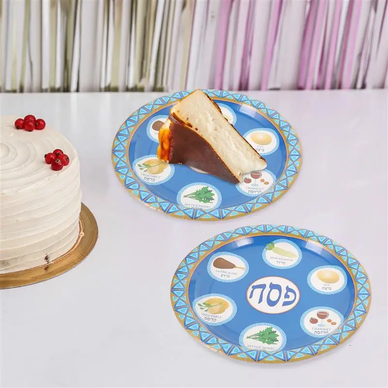 8pcs Paper Plates Disposable Tableware Plate Dishes For Fruit Cake Dessert Snacks Food Jewish Passover Dinner Party Dinner