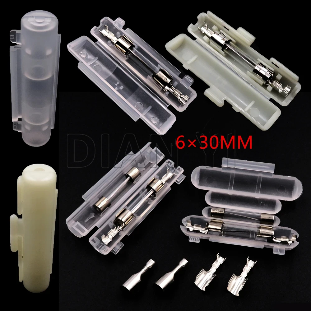 1 Set AC Assembly 6*30MM 6x30mm Double Glass Tube Fuse Holder BX3013/BX3013A/DJ90024/DJ90025 Flip Type Fuses Box Fuse Socket