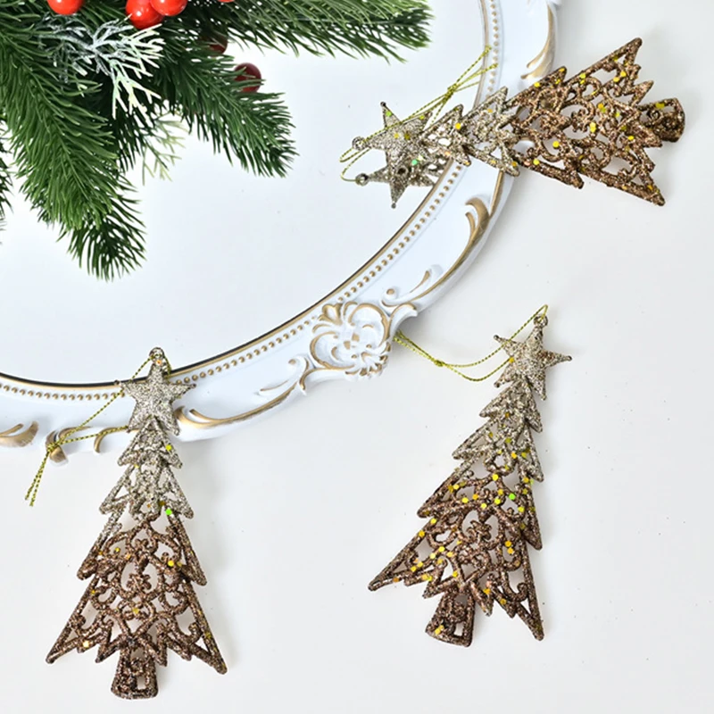 New 3pcs Sparkling Christmas Tree Ornaments - Glittery Stars For Holiday Decor Perfect For Trees Stages Party Atmospheres