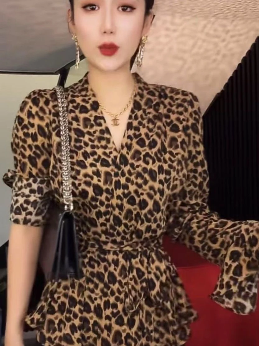 

Осенняя мода 2022, облегающая женская блузка Long Sve V-Ne в горошек в Корейском стиле Sle irt Ele, повседневная блузка Bla