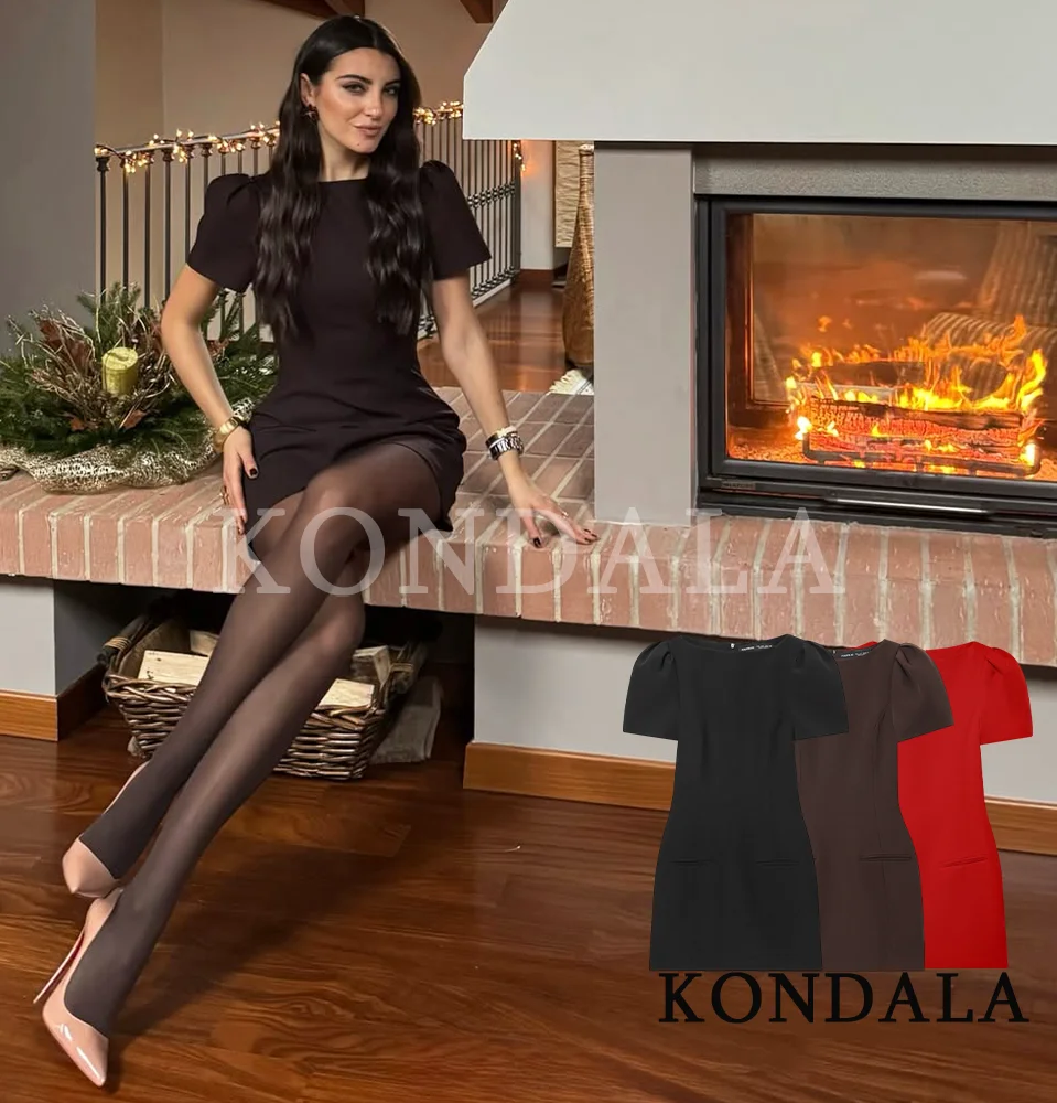 KONDALA Trendy Elegantes Dünnes Kurzes Kleid Frauen Cocktail Party Kurzarm Kleid 2026 Frühling Mode Dating Abendessen Weibliche Kleid