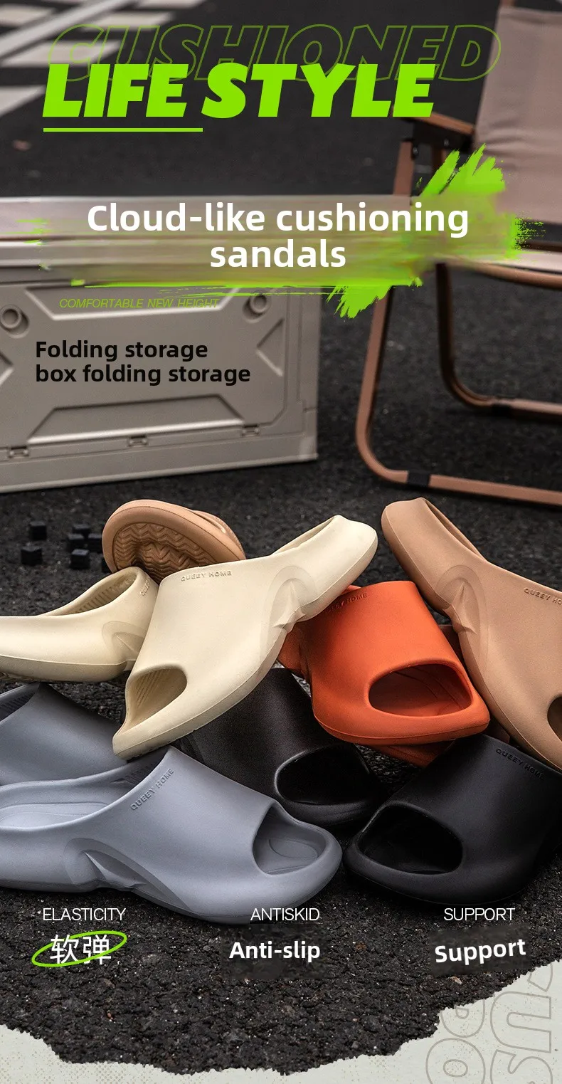 Neue Hausschuhe für Herren, Sommer-Outdoor- und Indoor-Badeschuhe, Rutschfeste Paar-Hausschuhe mit Dicker Sohle für Damen und Herren – Detail 1