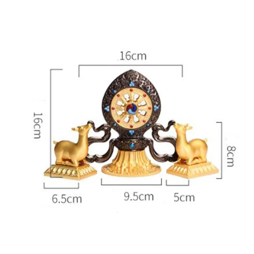 Double Deer Dharma Wheel Tibetan Buddhist Ornaments Buddha Hall Enshrines