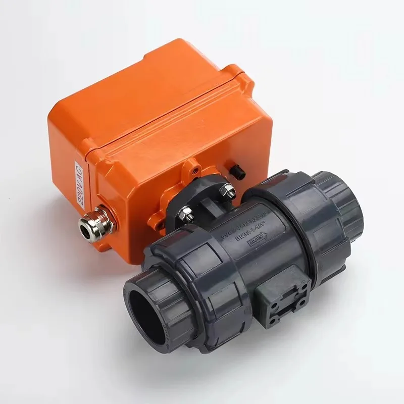 UPVCPPH صمام كروي كهربائي حمض القلويات المضادة للتآكل هندسة البلاستيك الساخن تذوب الاتحاد صمام مياه الصرف الصحي الكيميائية DN15 20 #4