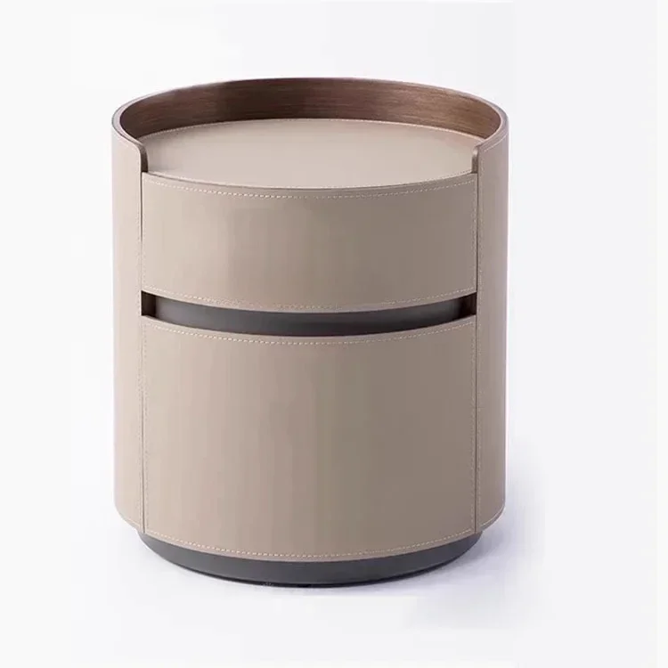 

X1Простая современная круглая прикроватная тумбочка из цельного дерева, итальянская минималистичная прикроватная тумбочка