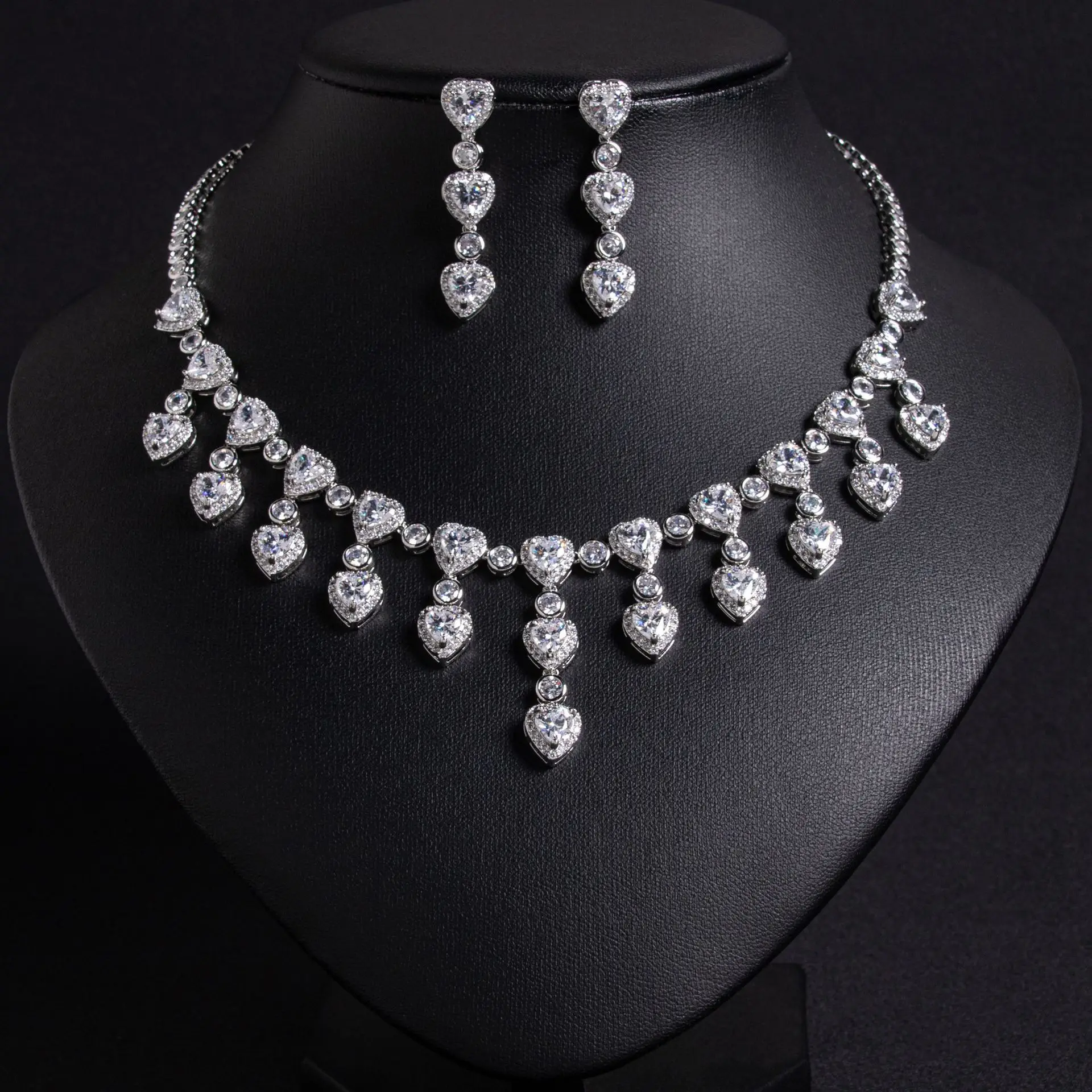 

Jewelry popular zircon love fringed bridal set wedding jewelry bridal accessories set of jewelry