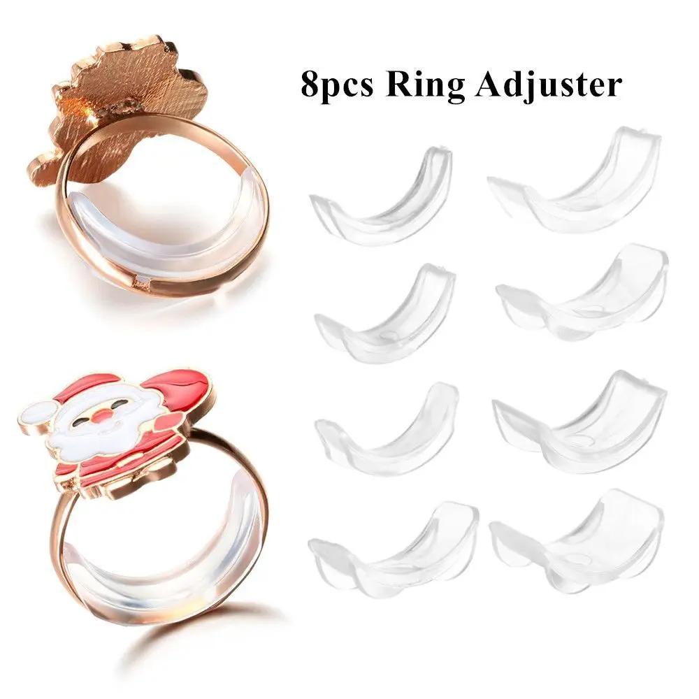 

8Pcs Adjustment Cushion Ring Size Adjuster Silicone Invisible Ring Resizer for Loose Rings Fixed Tightener