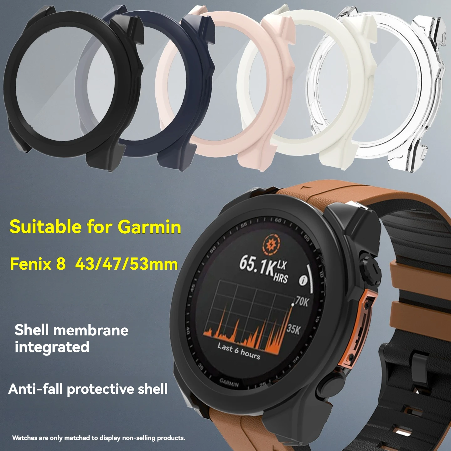 Glass+PC Case for Garmin Fenix 8 51mm 47mm 43mm AMOLED Solar Screen Protector Tempered Glass Protective Cover Accessories