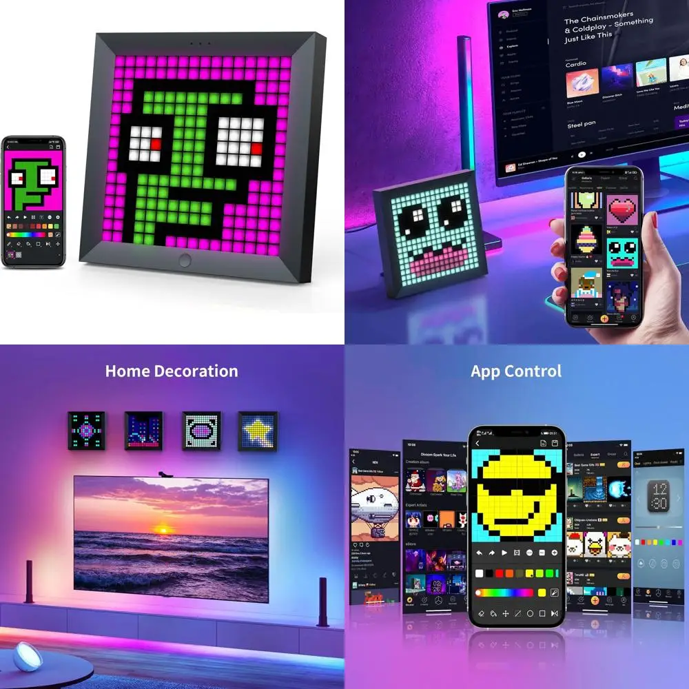 LED Light Pixel Display Panel - RGB Light Bars for Smart App Control, Cool Animations, Desk & Gaming Room Decor