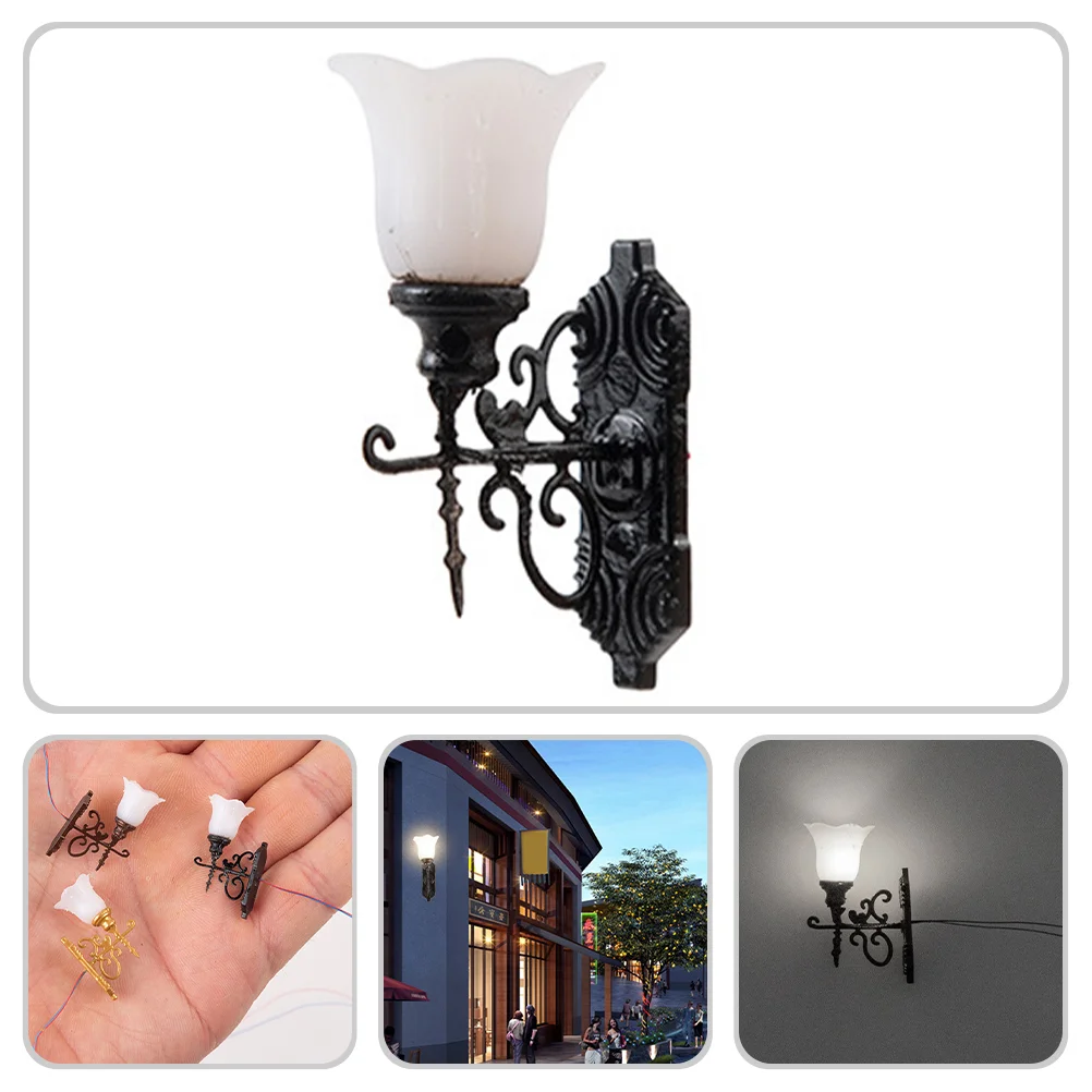 4 Pcs Micro Landscape Ornament Light Vintage Fixtures Miniature Figurines For Crafts Accessories