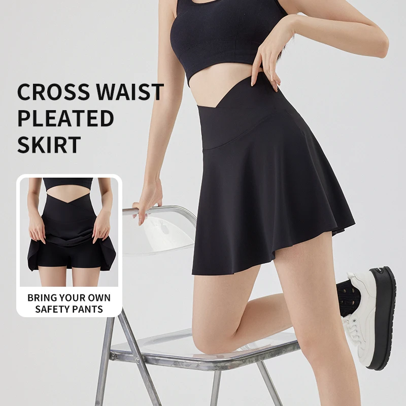 Quick dry high waist anti exposure skort women summer sports wear for tennis badminton running yoga lightweight slim breathable