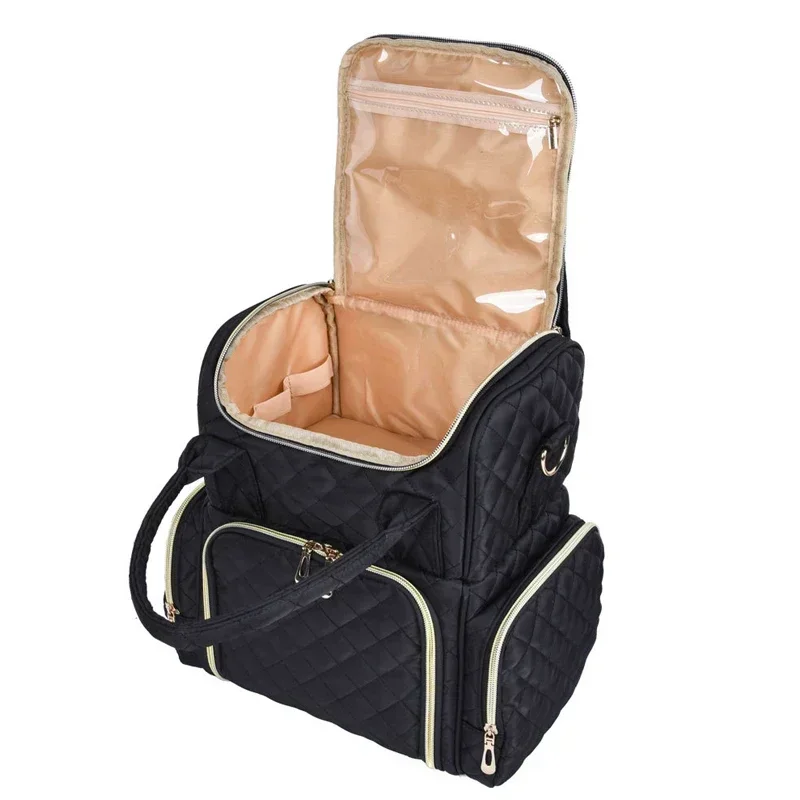 Grand sac de rangement portable pour vernis à ongles, sac à main cosmétique, poignée, voyage, 3 couches, huile essentielle, HI, 48