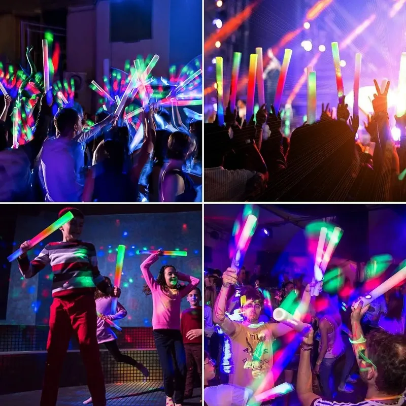 

LED Glow Sticks Bulk Colorful RGB Glow Foam Stick Cheer Tube Dark Light for Xmas Birthday Wedding Party Supplies 파티