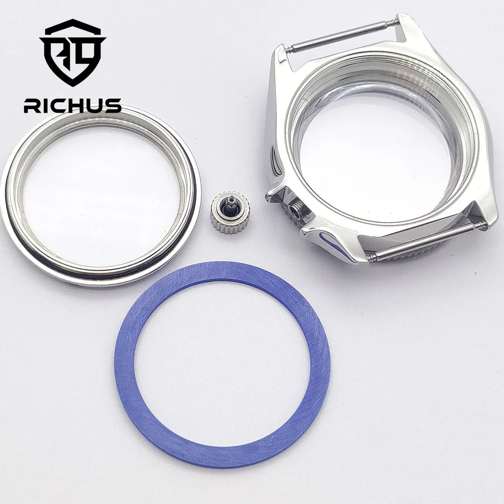 Cassa per orologio RICHUS NH35 Cassa per orologio da 37 mm Corona alle 4 con lunetta in vetro zaffiro adatto al movimento NH34 NH35 NH36