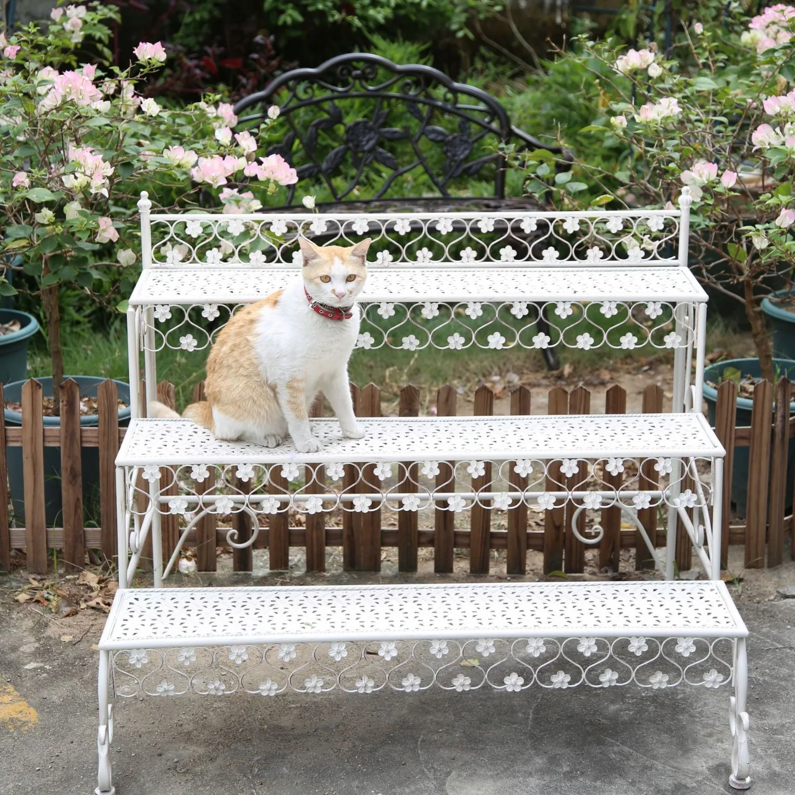 

American wrought iron multi-layer folding flower stand floor-to-ceiling