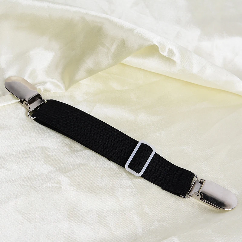 4 pezzi di fissaggio per lenzuolo regolabile cinghie coprimaterasso elastico supporto per angolo pinze per Clip Clip per bretelle chiusure ad anello