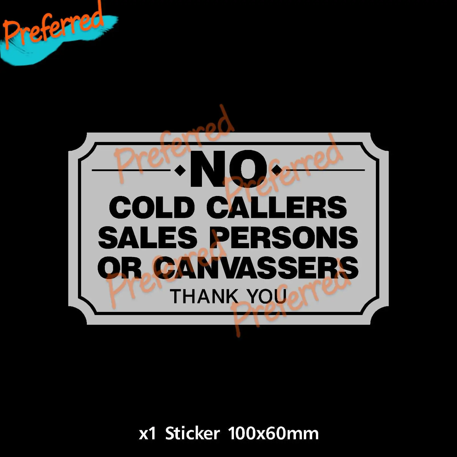 No Cold Callers Canvassers Sales Front Door Sign Sticker - Letterbox - Warning Signs Collection - Die-Cut Waterproof PVC