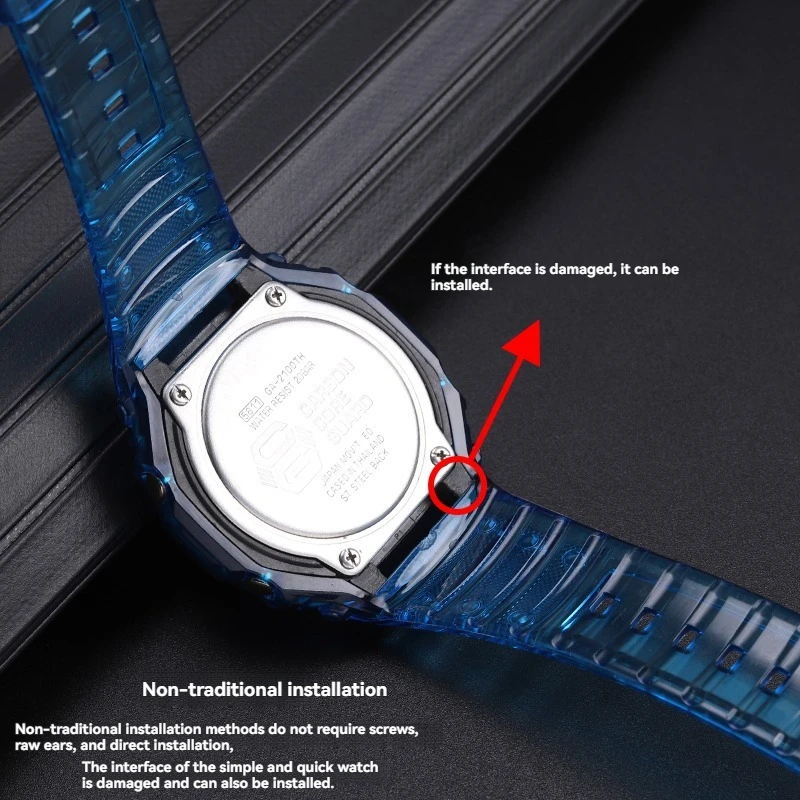 Cinturino per orologio in silicone trasparente trasparente per Casio G-Shock GA2100 GA2110 GA-B2100 |   Design della custodia del ghiacciaio modificata | Sostituzione della resina