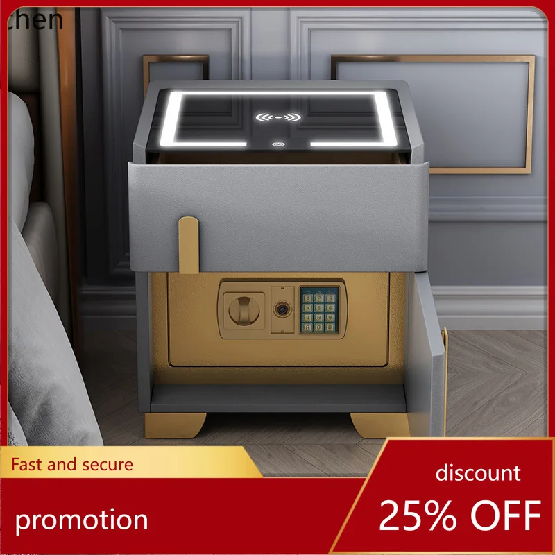 

HXL Smart Bedside Safe Integrated Light Luxury Wireless Charging Fingerprint Lock Storage Cabinet