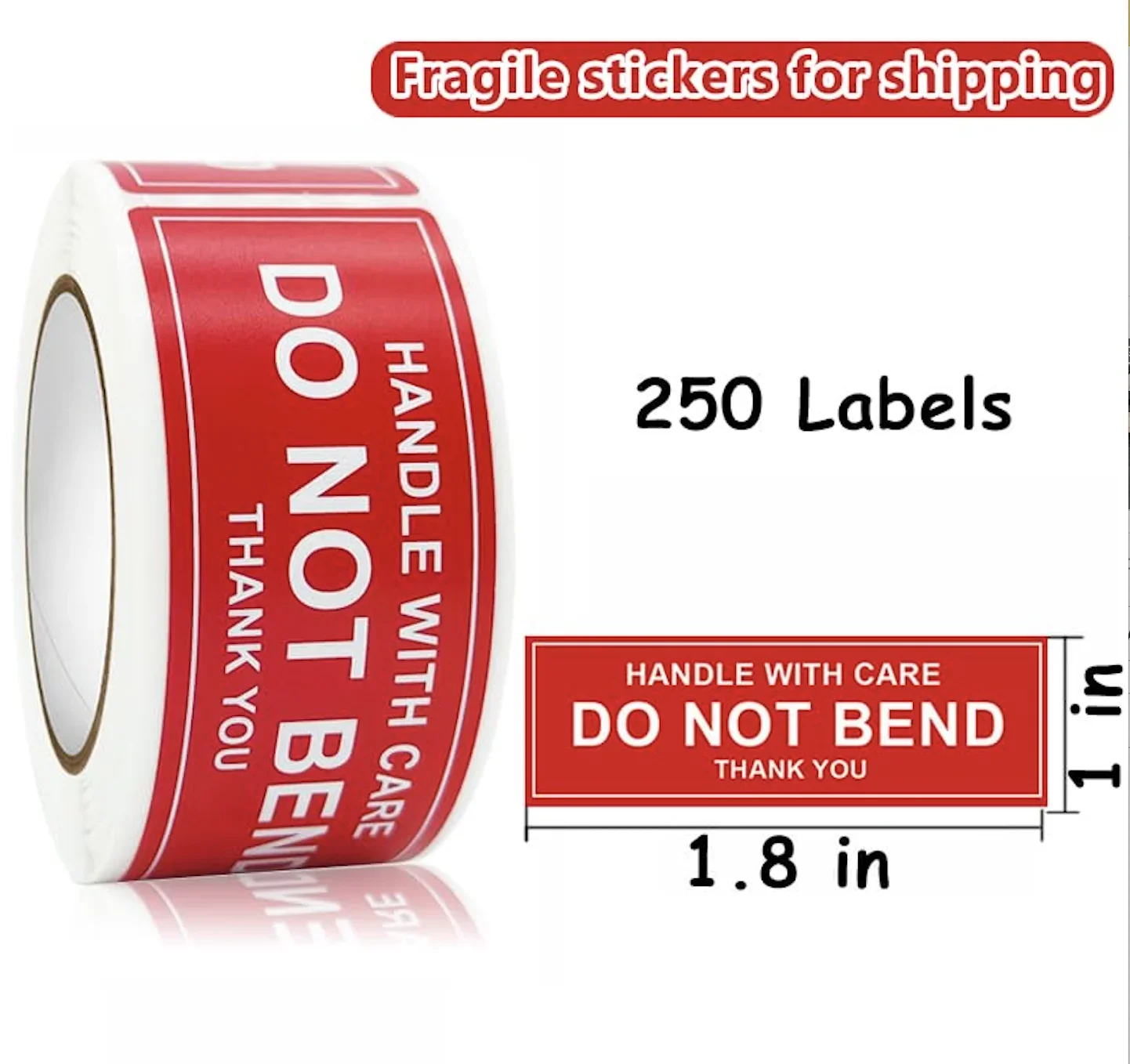 25x45mm Warning Sticker Do Not Bend Handle with Care Fragile Thank You Warning Packing Shipping Label Sticker Permanent Adhesive